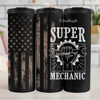 Super Mechanic Camouflage American Flag Thermal Tumbler