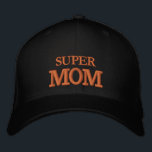 SUPER MOM embroidered baseball cap gold / black<br><div class="desc">Embroidered Hats: Classic golden / black fashion baseball cap with text "SUPER MOM" for the best moms in the world,  mothers day,  grandma birthday / family hats</div>