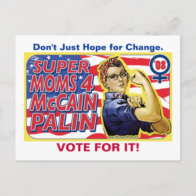 Super Moms for McCain Palin Postcard (Front)