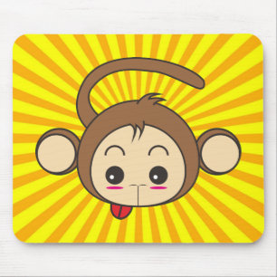 Super Monkey Face on Sunburst Background Mouse Pad