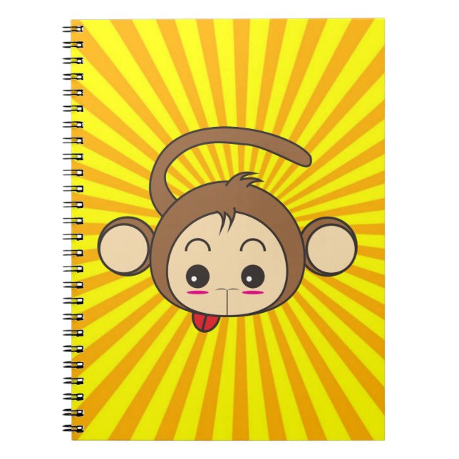 Super Monkey Face on Sunburst Background Notebook (Front)