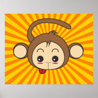 Super Monkey Face on Sunburst Background