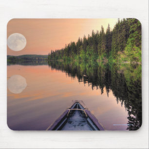 Super Moon over Lake from a Canoe at Twilight Mouse Pad