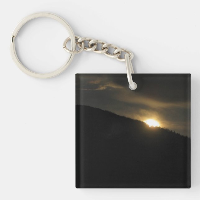 Super Moon over Washington Mountain Key Ring (Front)