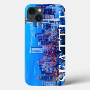 Super Moon rising near Seattle skyline iPhone 13 Case