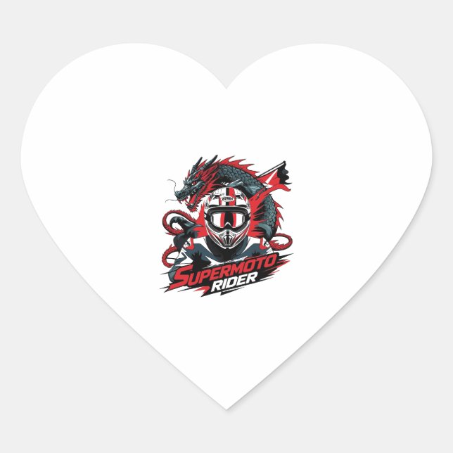 Super Moto Rider � Motorcycle  Heart Sticker (Front)