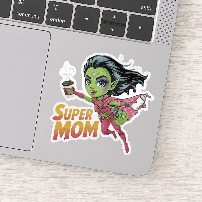 Super Mum Alien Hero Chibi Vector Cartoon (Detail)