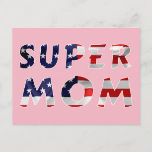 Super Mum and the American Flag Postcard