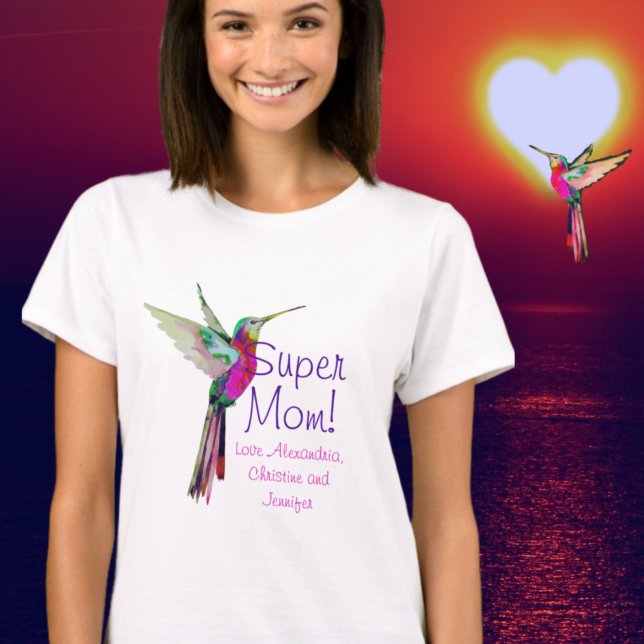 Super Mum Colourful Hummingbird Mother's  T-Shirt (Creator Uploaded)