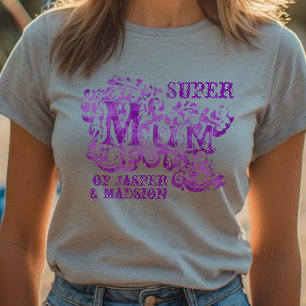 Super Mum decorative purple kids names top
