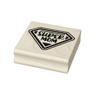 Super Mum Emblem Rubber Stamp