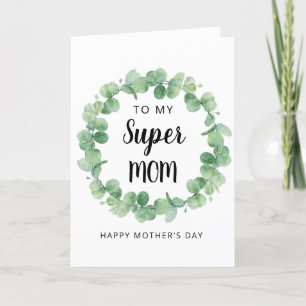 Super Mum Eucalyptus Wreath Happy Mother's Day Holiday Card