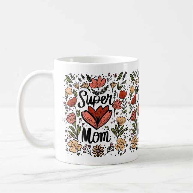 Super Mum Floral Mug (Left)