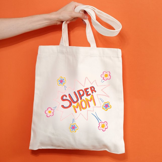 Super Mum Flower Comic Bubble Mother`s Day Tote Bag (Creator Uploaded)