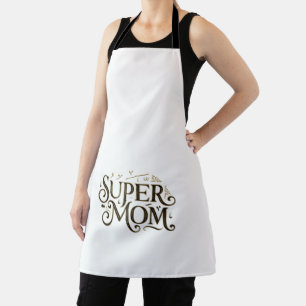 Super Mum Gold Ornate Typography Gift Apron