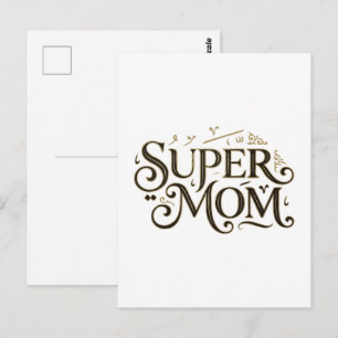 Super Mum Gold Ornate Typography Gift Postcard
