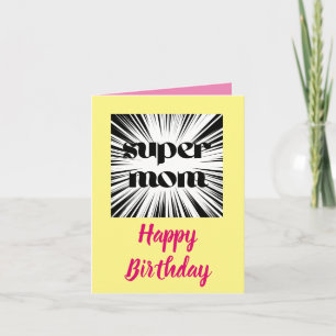 Super Mum Happy Birthday Day Card, Superhero Theme Card