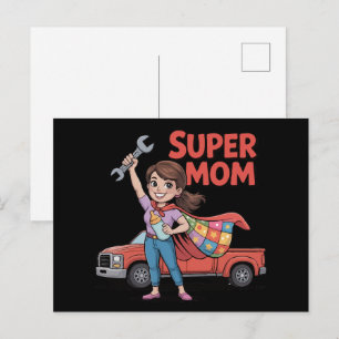 Super Mum Hero Cartoon Mother's Day Gift Postcard