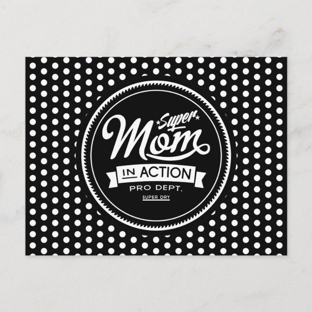 Super Mum In Action Dark Postcard (Front)