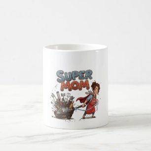 Super Mum Kitchen Superhero Cartoon Coffee Mug