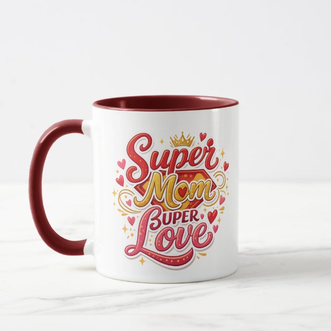 Super Mum Mug Gift Cute Design (Left)
