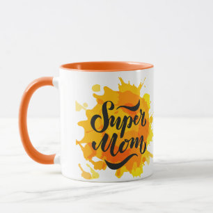 Super Mum Orange and Yellow Mug