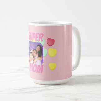 Super Mum Pink and Colourful Hearts | Mother's Day Coffee Mug