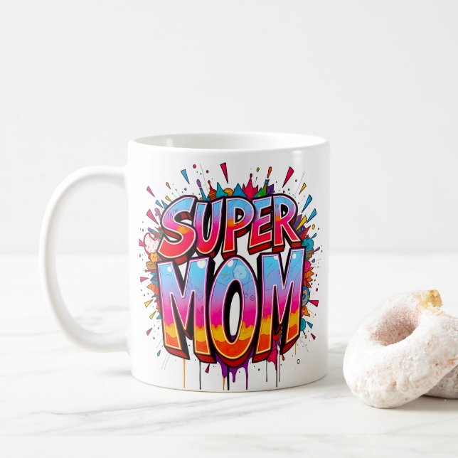 Super Mum Quote Mother's Day Coffee Mug (With Donut)