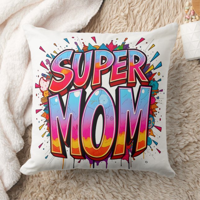 Super Mum Quote Mother's Day Graffiti Cushion (Blanket)