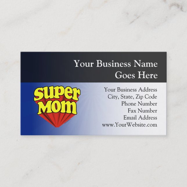 Super Mum Red/Yellow/Blue Superhero Mother's Day Calling Card (Front)