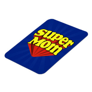 Super Mum Red/Yellow/Blue Superhero Mother's Day Magnet