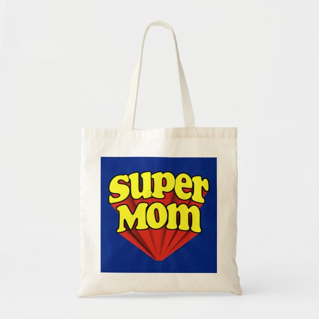 Super Mum Red/Yellow/Blue Superhero Mother's Day Tote Bag (Front)