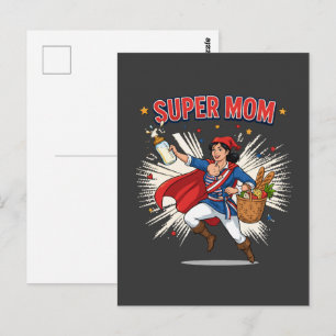 Super Mum Retro Superhero Mother's Day Gift Postcard
