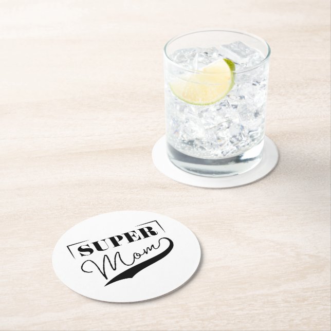 Super Mum Round Paper Coaster (Insitu)