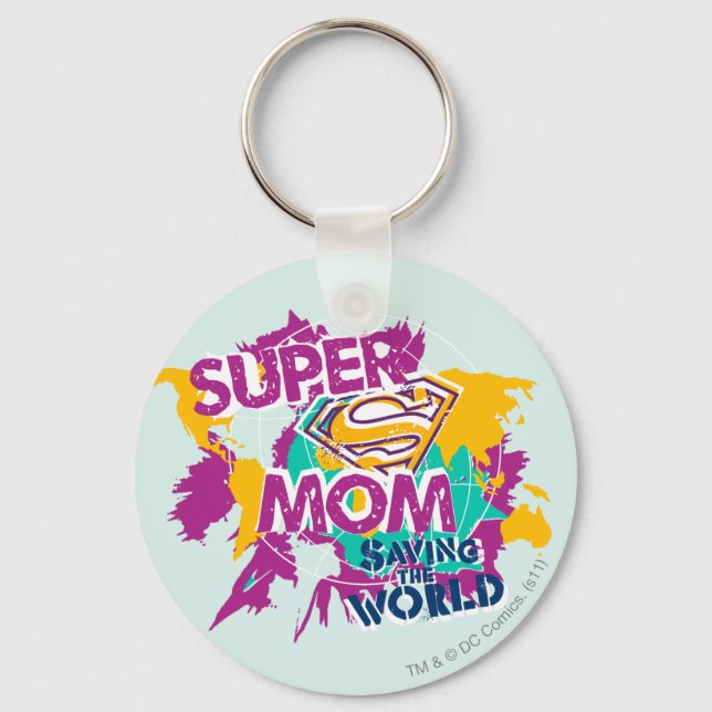 Super Mum Saving the World Key Ring (Front)