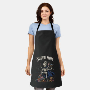 Super Mum Skeleton Multitasking Retro Apron