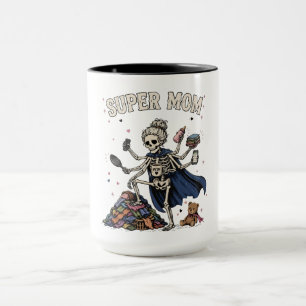 Super Mum Skeleton Multitasking Retro Mug