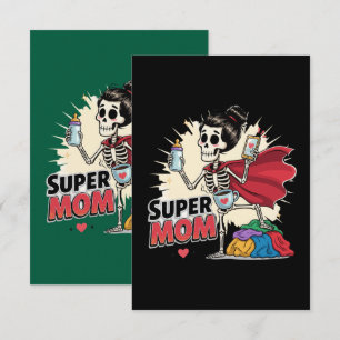 Super Mum Skeleton Retro Funny Mother's Day Thank You Card