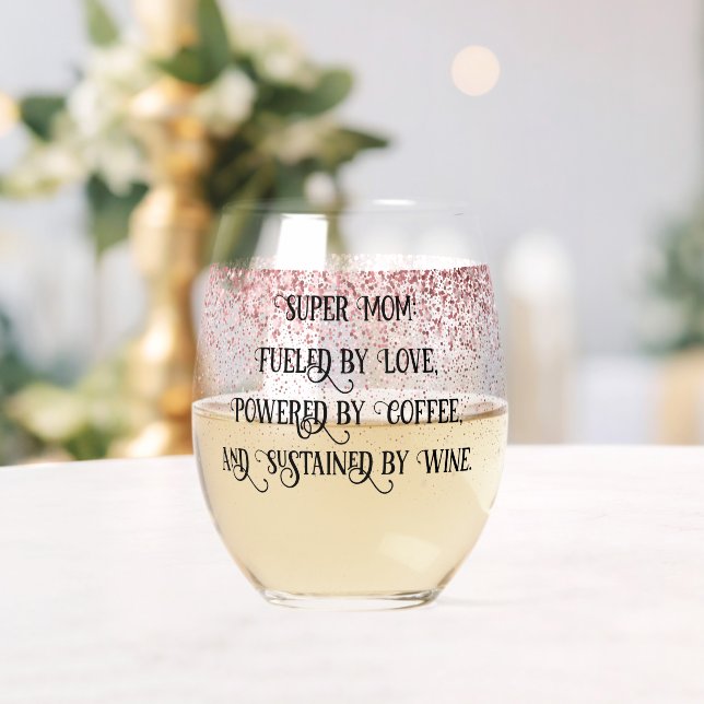 Super Mum Stemless Wine Glass (Insitu (Wedding))