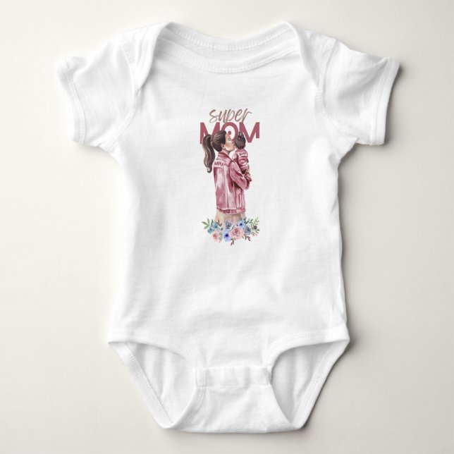 Super Mum T-Shirt Collection Baby Bodysuit (Front)