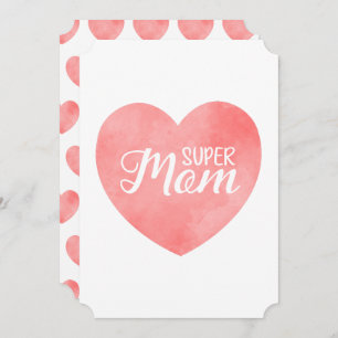 Super Mum text in pink heart, mother's day design Holiday Card
