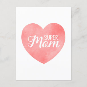 Super Mum text in pink heart, mother's day design Postcard