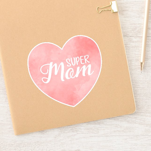 Super Mum text in pink painted heart (Notebook)