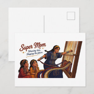 Super Mum Weaving Love Mother's Day Art Postcard