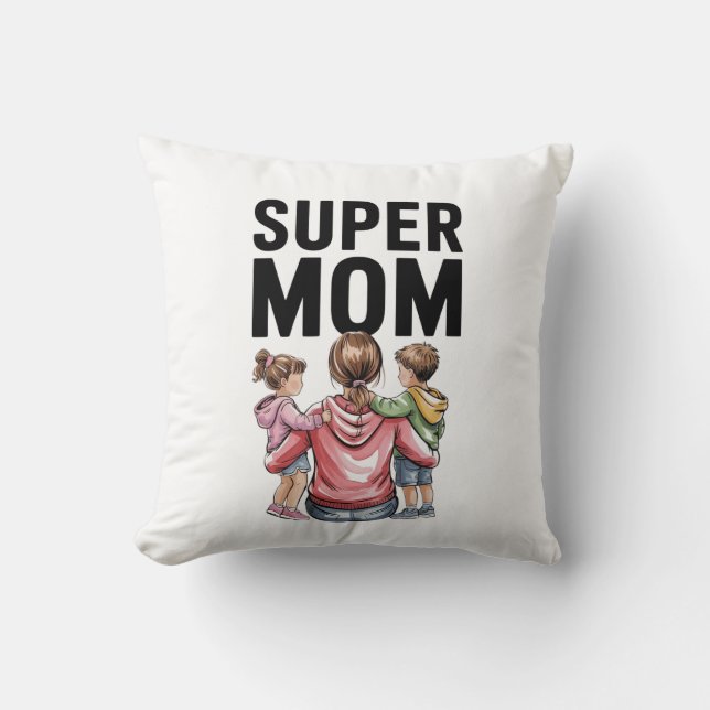 Super Mum Wife Tired Pillow (Front)