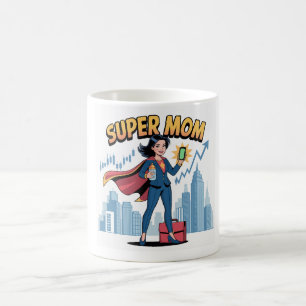 Super Mum Working Mum Superhero Comic Art Coffee Mug