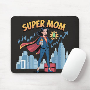 Super Mum Working Mum Superhero Comic Art Mouse Pad