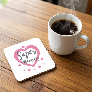 Super Mummy Personalised Best Mum Gift Square Paper Coaster