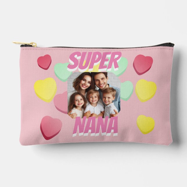 Super Nana Photo colourful heart | Mother's Day Accessory Pouch (Front)