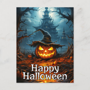 Super Nefarious Pumpkin Happy Halloween Postcard